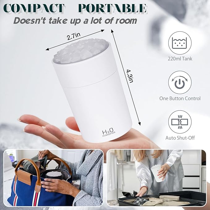 Portable Mist Humidifier Auto Shut-Off USB Powered 220ml Small Desktop - Image 2