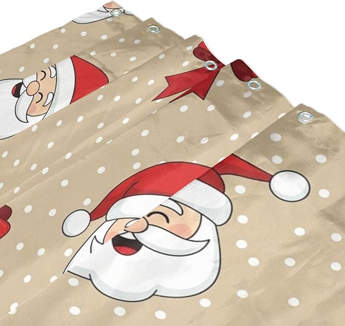 Christmas Santa Beige Dots Shower Curtain Liner 72×72 inch - Image 3