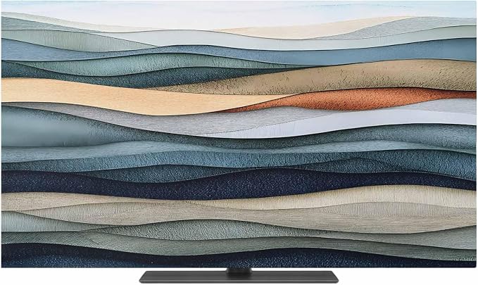 Blue Water Ripple Abstract Geometric Indoor TV Cover, Elastic TV Screen - Image 2