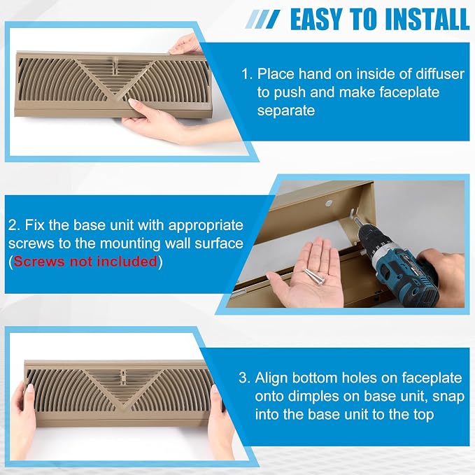 Yaocom 4 Pcs Baseboard Register Vent 24 Inch Duct Opening Size Baseboard Vent - Image 4