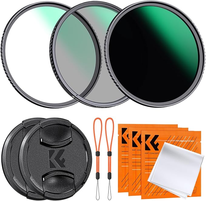 K&F CONCEPT 49mm CPL MCUV ND1000 Lens Filter 2 Lens Caps Kits Waterproof by KFCONCEPT