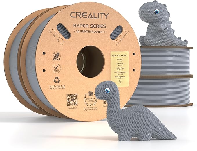 Creality Hyper PLA Filament Bundle Gray 4KG, No-Tangling Stronger Toughness Fit by Creality
