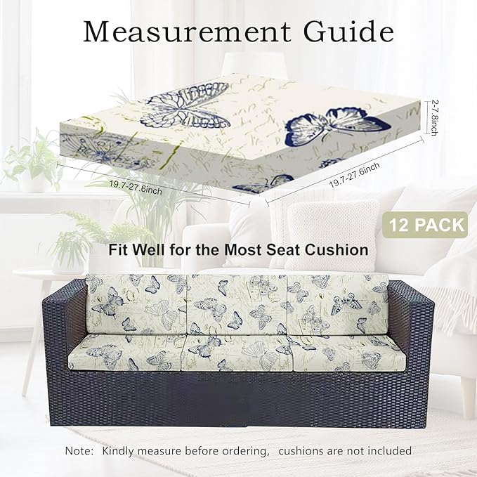 12pcs Outdoor Printed Sofa Seat Cushion Covers Strechable, Waterproof Elastic - Image 2