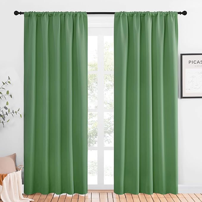 NICETOWN Window Curtains Blackout Drapes, Froest Green, 1 Pair, 52 by 84-Inch by NICETOWN