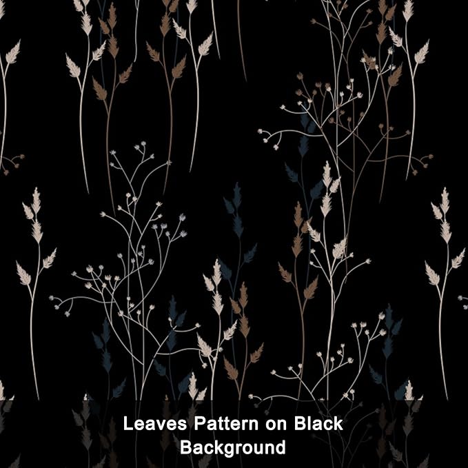 Black Leaves Blackout Curtains 84 Inches, Room Darkening Curtains - Image 7