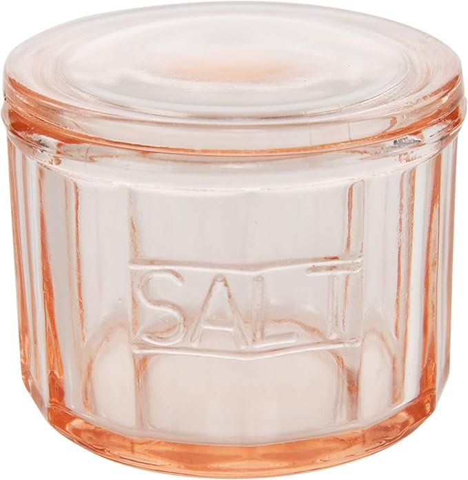 HOME-X Depression Style Pink Glass Salt Cellar by Home-X