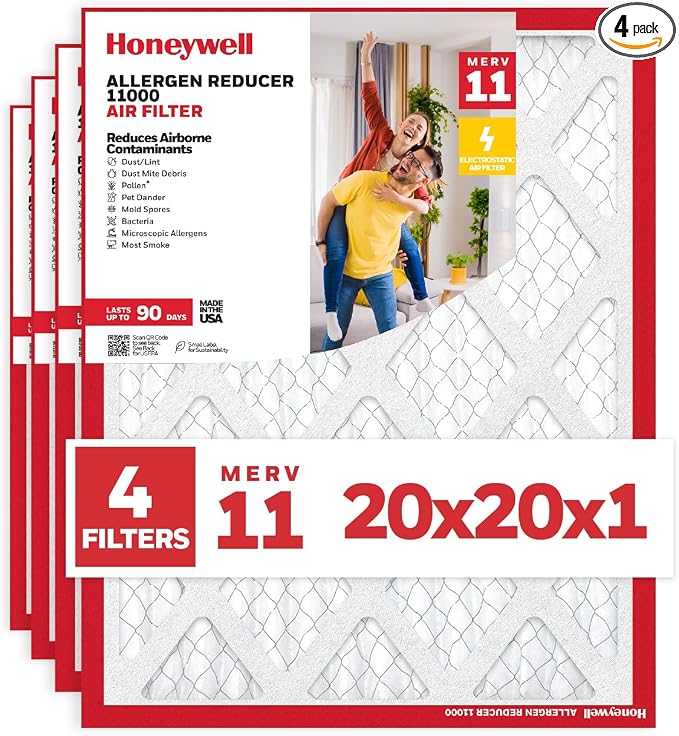 Honeywell 20x20x1 MERV 11 Allergen Reducer 11000 Electrostatic Pleated HVAC AC by HoneywellAirComfort