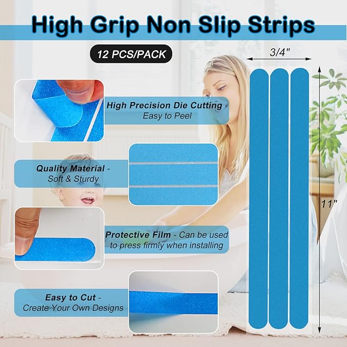 S&X Non Slip Bath Stickers, Gritty Textured Slip-Resistant Treads, 0.75-Inch by - Image 4