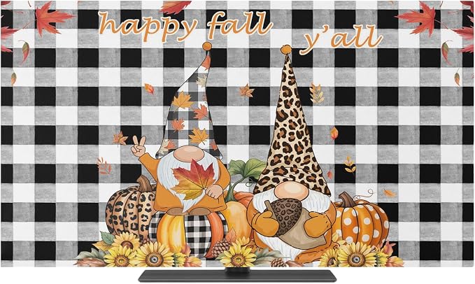 Thanksgiving Gnome Pumpkin Sunflower Indoor TV Cover, Elastic TV Screen by Unknown