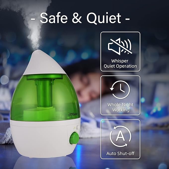 Cool Mist Humidifier for Bedroom & Small Rooms, Quiet 360° Rotation Nozzle - Image 3