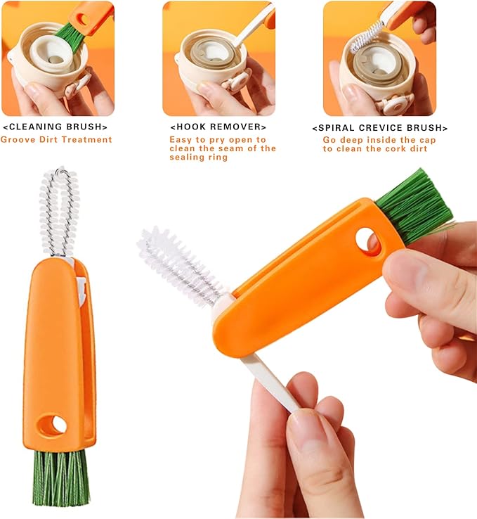 16PCS Versatile Scrubber Brush- Multipurpose Bottle Gap Brush 3 in 1 Cup Lid - Image 6