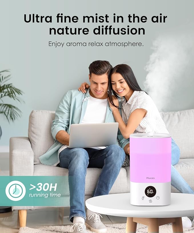 Smart Humidifiers for Bedroom Large Room, 3.5L Top Fill Cool Mist Air - Image 4