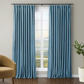 TWOPAGES Luxury Velvet Curtain Pinch Pleated Sky Blue Curtain 108 inch Long by TWOPAGES