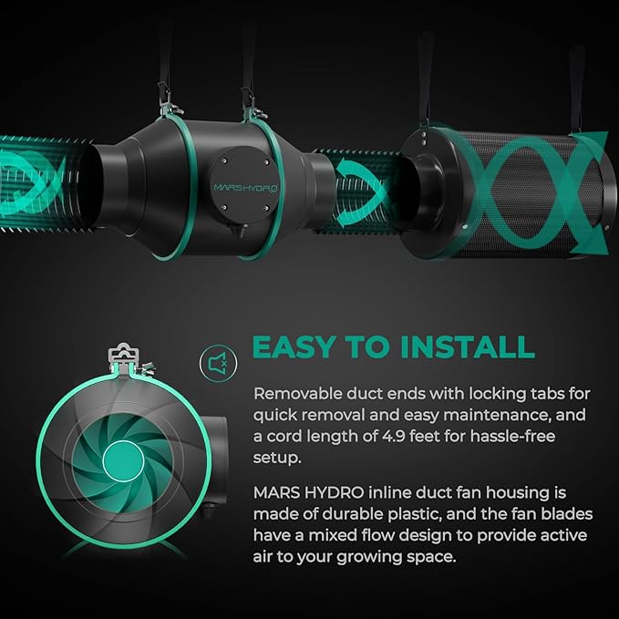MARS HYDRO iFresh 4'' Inline Duct Fan Combo, Quiet Grow Tent Ventilation System - Image 6