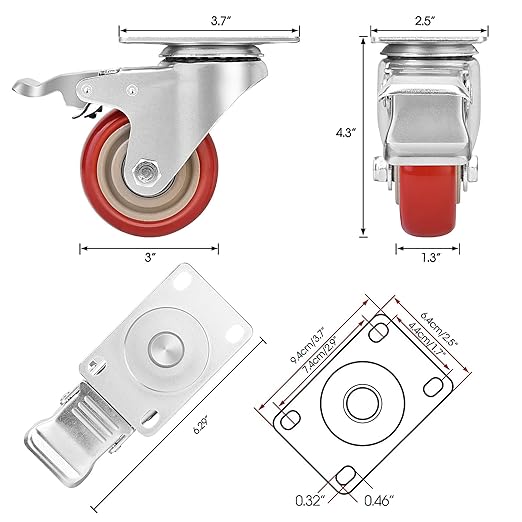 3 Inch Industrial Heavy Duty Swivel Caster Wheels - Image 4