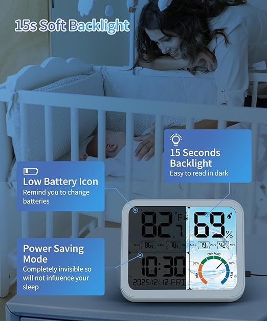 VOCOO 5.8" Large Display Indoor Thermometer Hygrometer - Image 5