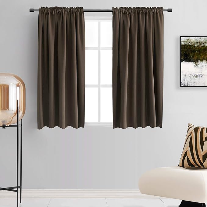 DONREN Chocolate Brown Blackout Curtain Panels by DONREN