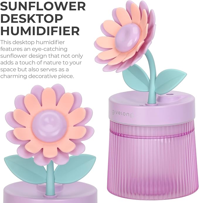 Sunflower Small Humidifier for Plant, Cool Mist Mini Humidifiers for Bedroom - Image 2