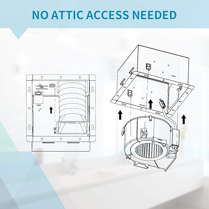 Tech Drive Bathroom fan 110 CFM, 1.5Sone No Attic access Needed Installation - Image 5