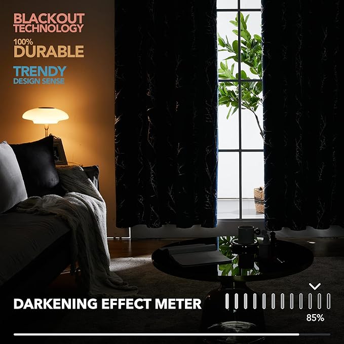 Deconovo Black Blackout Curtains, Thermal Insulated Soundproof Privacy Curtain - Image 5