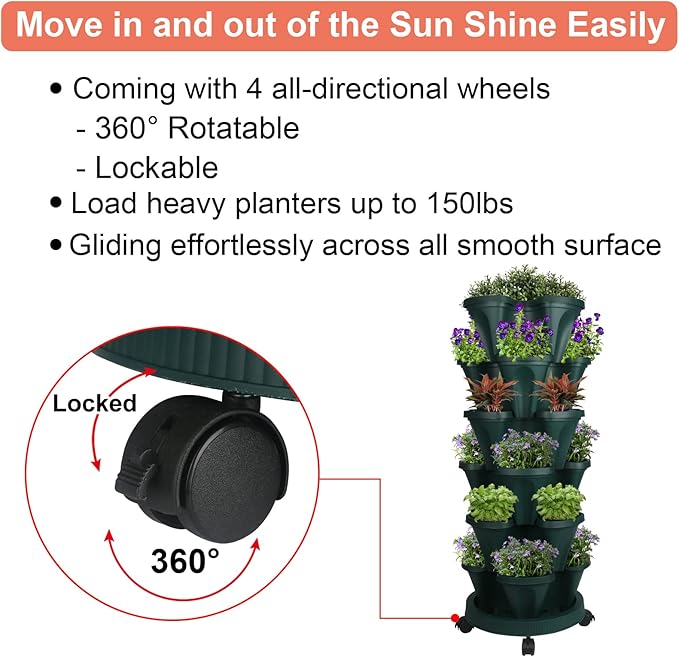 GameXcel Vertical Planter 6 Tier Stackable Planters Garden Planters Strawberry - Image 6