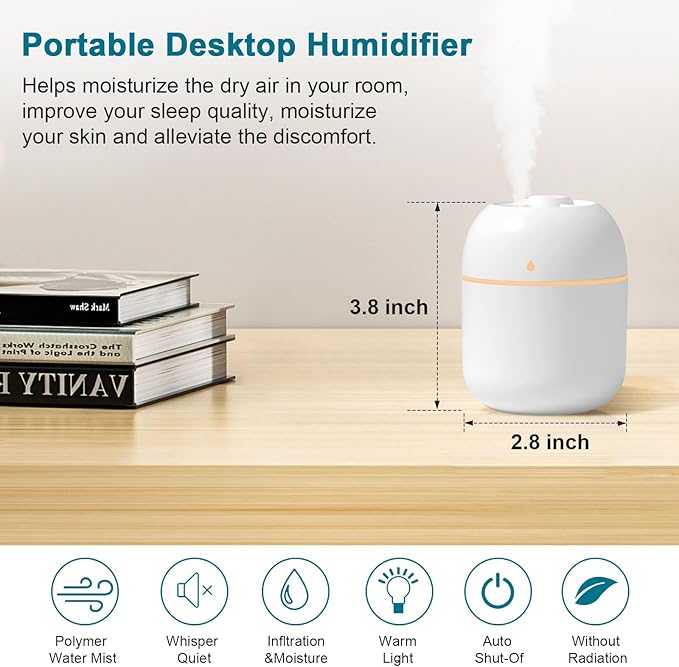 Portable Small Humidifier, USB Personal Desktop Humidifier - Image 5