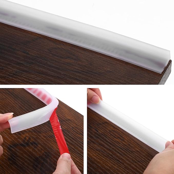 Shower Threshold Water Barrier Strip 39.37 Inch Transparent Adhesive Seal - Image 3
