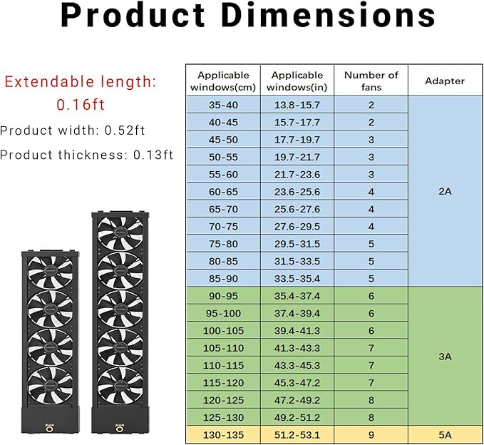 Vertical Window Exhaust Fan for Sliding Windows 5CM Retractable, Adjustable - Image 3