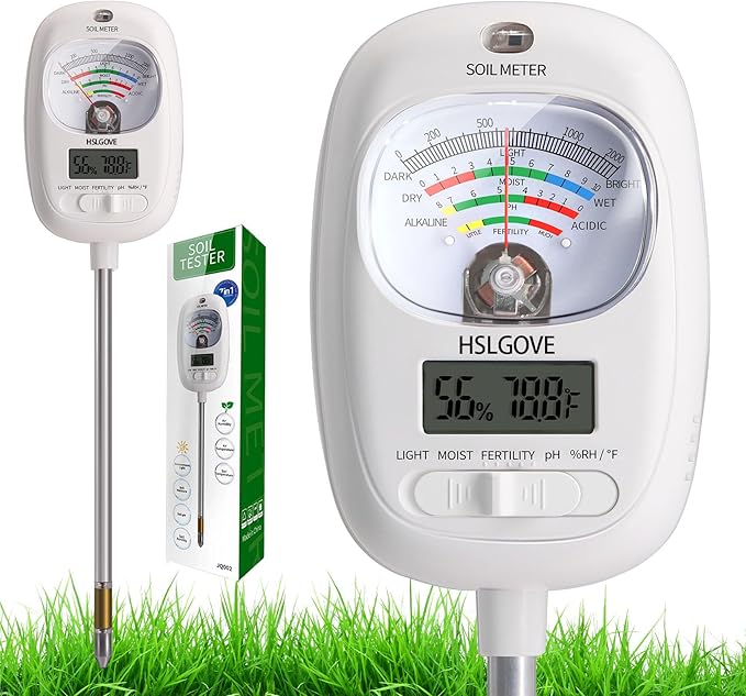 HSLGOVE Soil Test Kit, 7-in-One Soil Moisture Meter/Soil PH Meter/Fertility by HSLGOVE