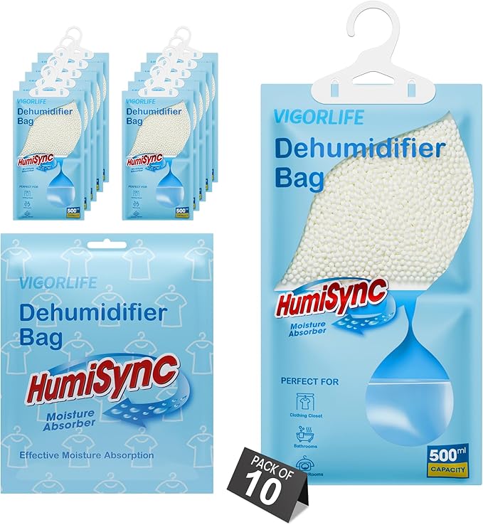Moisture Absorbers 10 Pack, 9.8 Oz Hanging Closet Dehumidifier Bags, Portable - Image 8