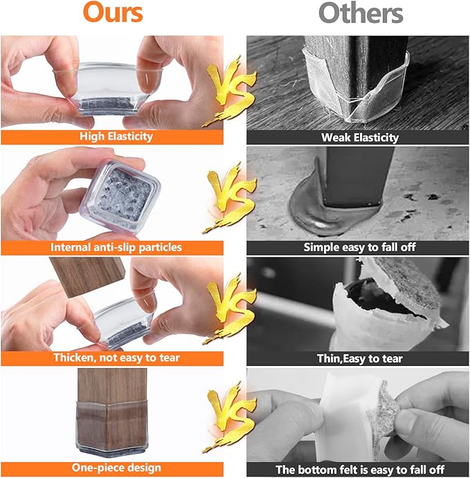16pcs Square Chair Leg Floor Protectors, Furniture Pads - Image 4