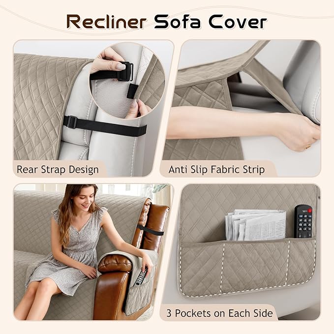 Arfntevss Waterproof Recliner Sectional Couch Covers - Image 4