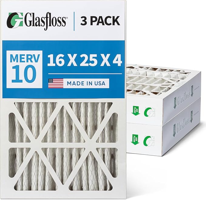 Glasfloss 16x25x4 MERV 10 4" Inch Pleated Air Filters Box of 3. Actual Size: - Image 6
