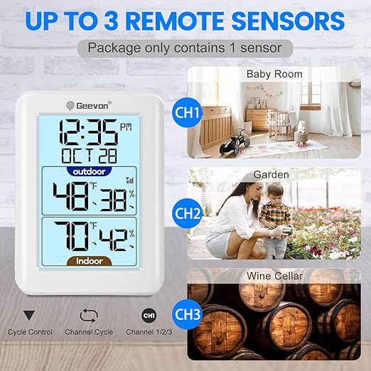 Geevon Digital Hygrometer Indoor Outdoor Thermometer Wireless - Image 3