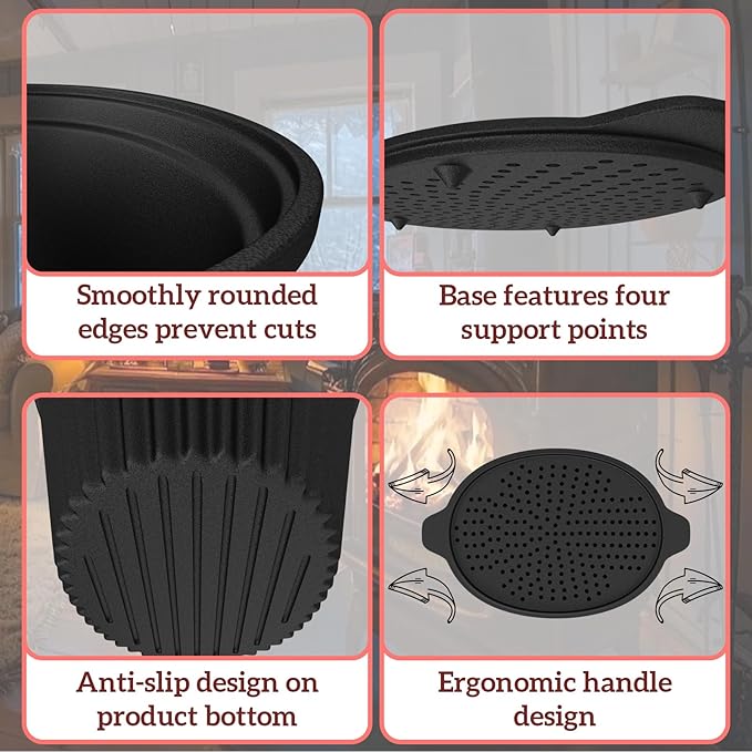Wood Stove Steamer & Cast Iron Humidifier, 1.4 Qt Fireplace Simmer Pot - Image 4