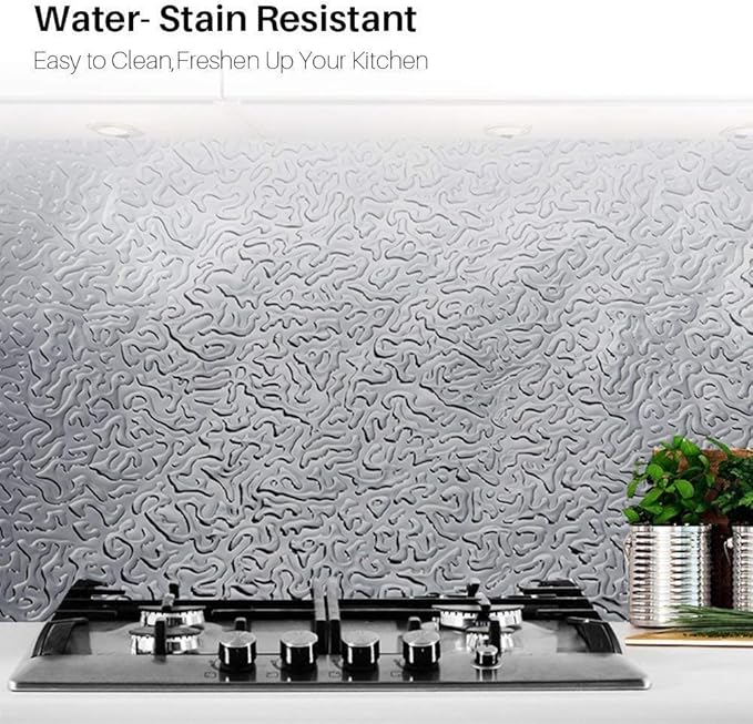 D&L Kitchen Backsplash Sticker, Aluminum Foil Orange Peel Texture Wall Paper - Image 6