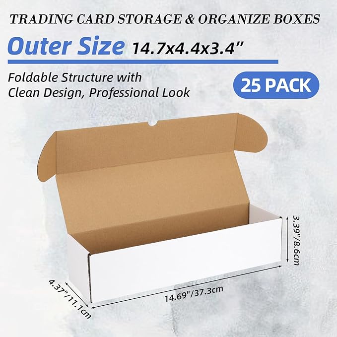 EXYGLO Trading Card Storage Box 25 Pack 700 Count 20pt, 14.2x4.1x3.2 Inch White - Image 2