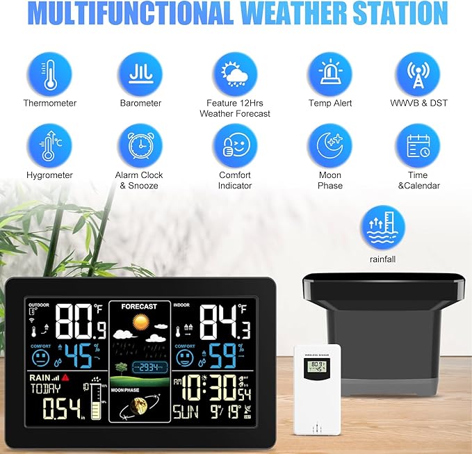 Weather Station with Rain Gauge Outdoor, Home Weather Stations Wireless Indoor - Image 2
