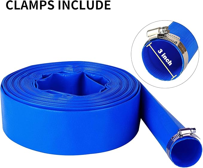 DAVCO 3" x 25 ft Pool Backwash Hose, 3” Diameter and 5” Flat Wide Heavy Duty - Image 6