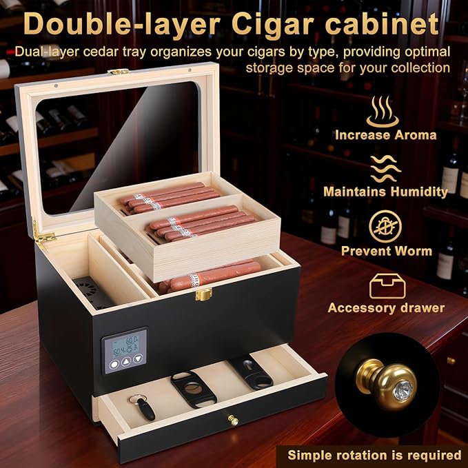 Electric Humidor Cabinet with Precision Humidity Control & Digital Display | - Image 3