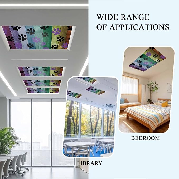 Yukro 1 Pack Fluorescent Light Covers Colorful Dog Paw Prints on The Board - Image 4