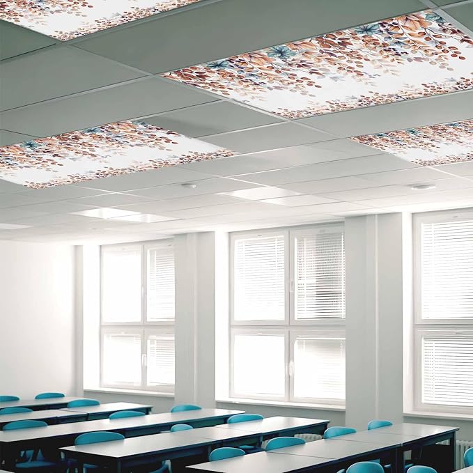 Fluorescent Light Covers for Ceiling Lights Fall Orange Eucalyptus Leaves - Image 2