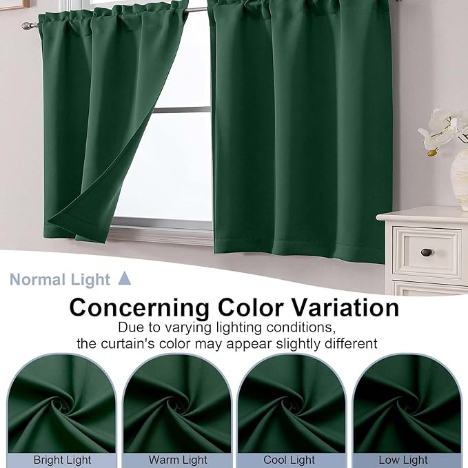 Chyhomenyc Ever Green Short Blackout Curtains 36 Inch Length, Small Kitchen - Image 8