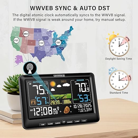 BluSon Weather Station Wireless Indoor Outdoor Thermometer, Color Display - Image 3