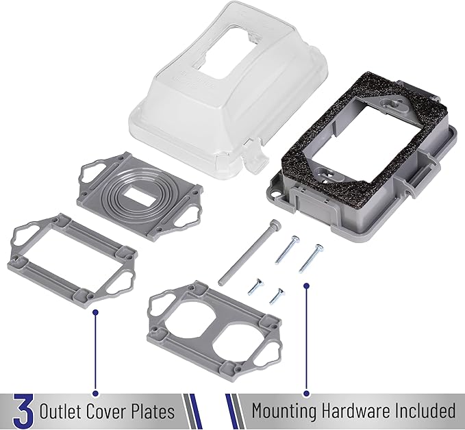 Bates Choice Weatherproof Electrical Outlet Cover, 2 Pack, Outdoor Outlet Cover - Image 5