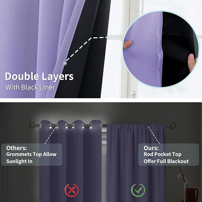 BGment Full Blackout Curtains for Living Room 72 Inch Length, Room Darkening - Image 7