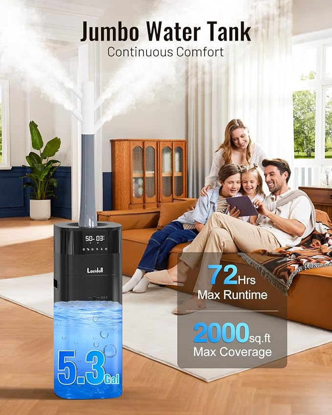 Cool and Warm Mist Humidifier Large Room, 5.3Gal/20L Humidifiers - Image 2