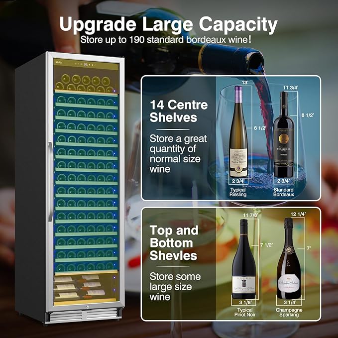 Upgraded 190 Bottles Wine Cooler Refrigerator, 24 Inch Wide Wine Fridge - Image 4