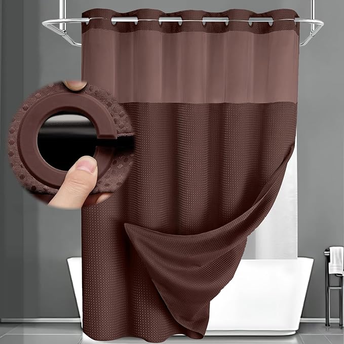 No Hook Shower Curtain and Liner Set by Unknown
