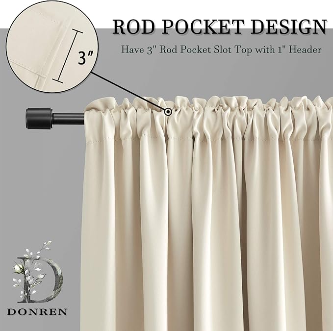 DONREN Patio Door Curtains 96 inch Length, Rod Pocket Top Thermal Insulated - Image 5